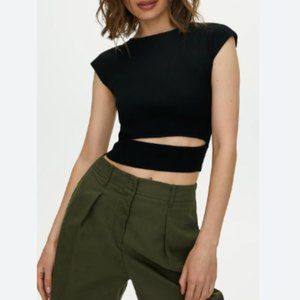 Aritzia's Wilfred Knit Cut-Out Top, Black, Size XS